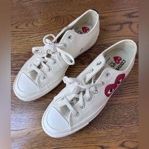 Converse Cream Sneakers with Red Heart